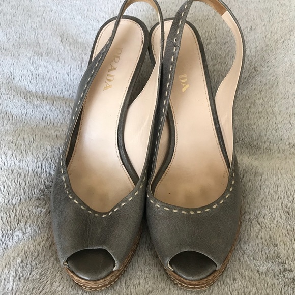 Prada Peep Toe Sling Back Heels 38 - Picture 2 of 6